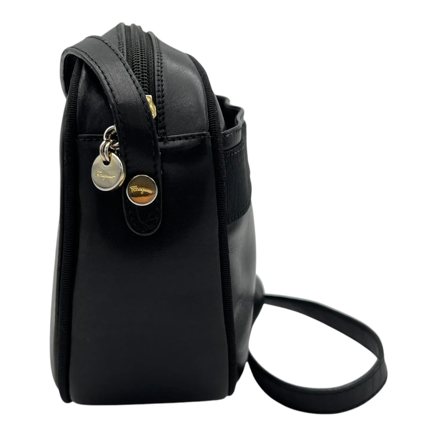 Vara Bow Crossbody Bag Black in Calfskin, Gold hardware