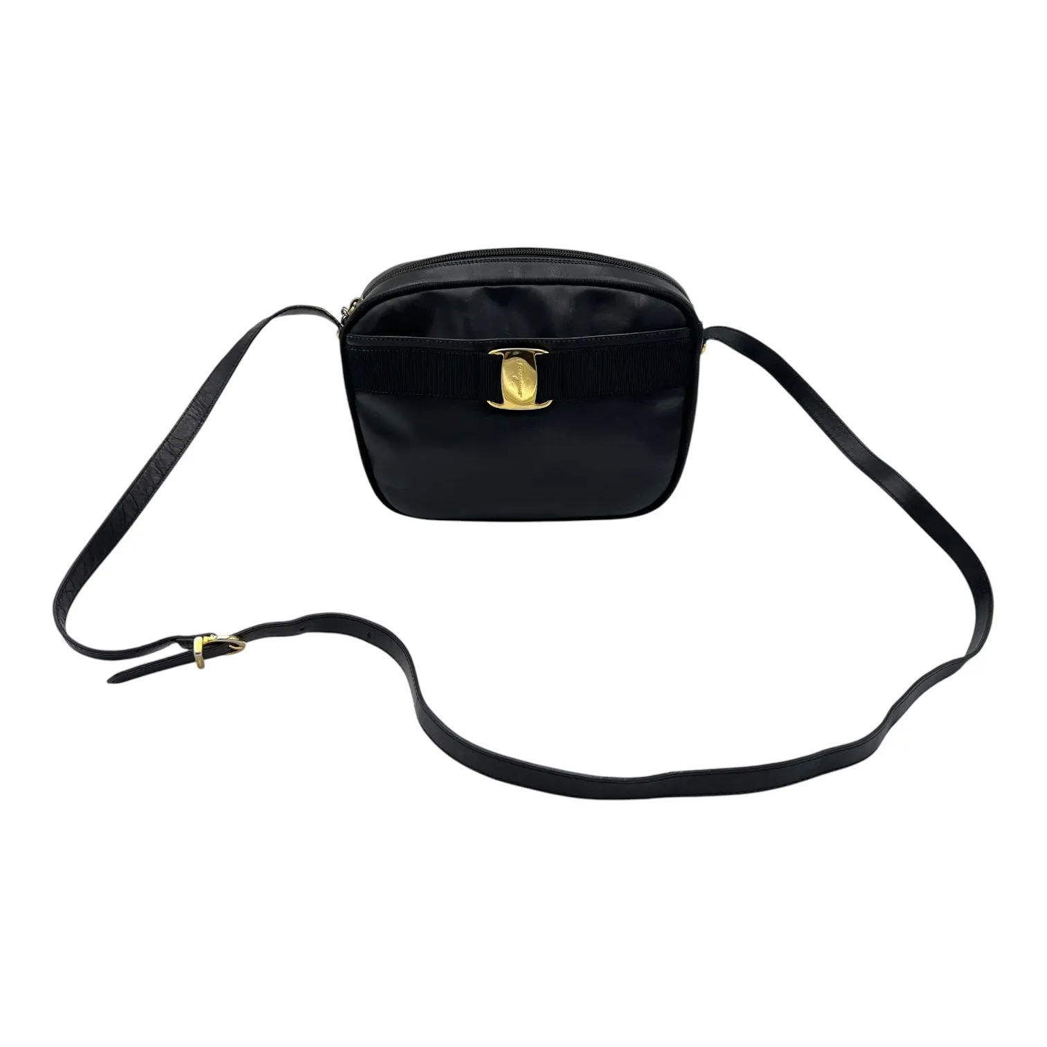 Vara Bow Crossbody Bag Black in Calfskin, Gold hardware