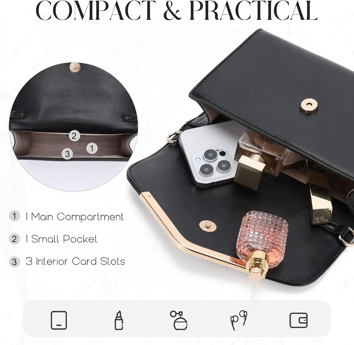 VASCHY Clutch Purse for Women,Fashion Envelope Evening Small Formal Handbag Fold-over Crossbody Shoulder Bag Wedding,Party