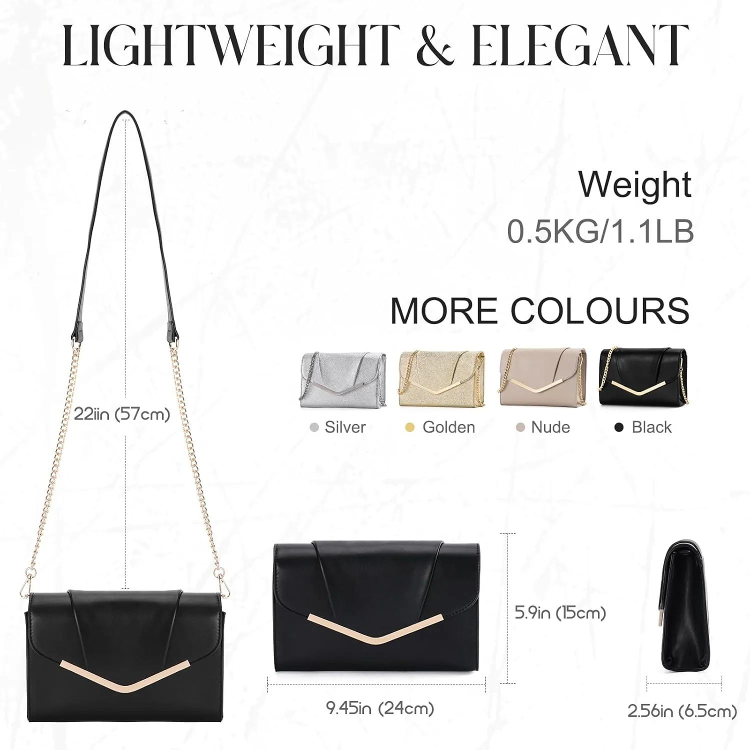 VASCHY Clutch Purse for Women,Fashion Envelope Evening Small Formal Handbag Fold-over Crossbody Shoulder Bag Wedding,Party