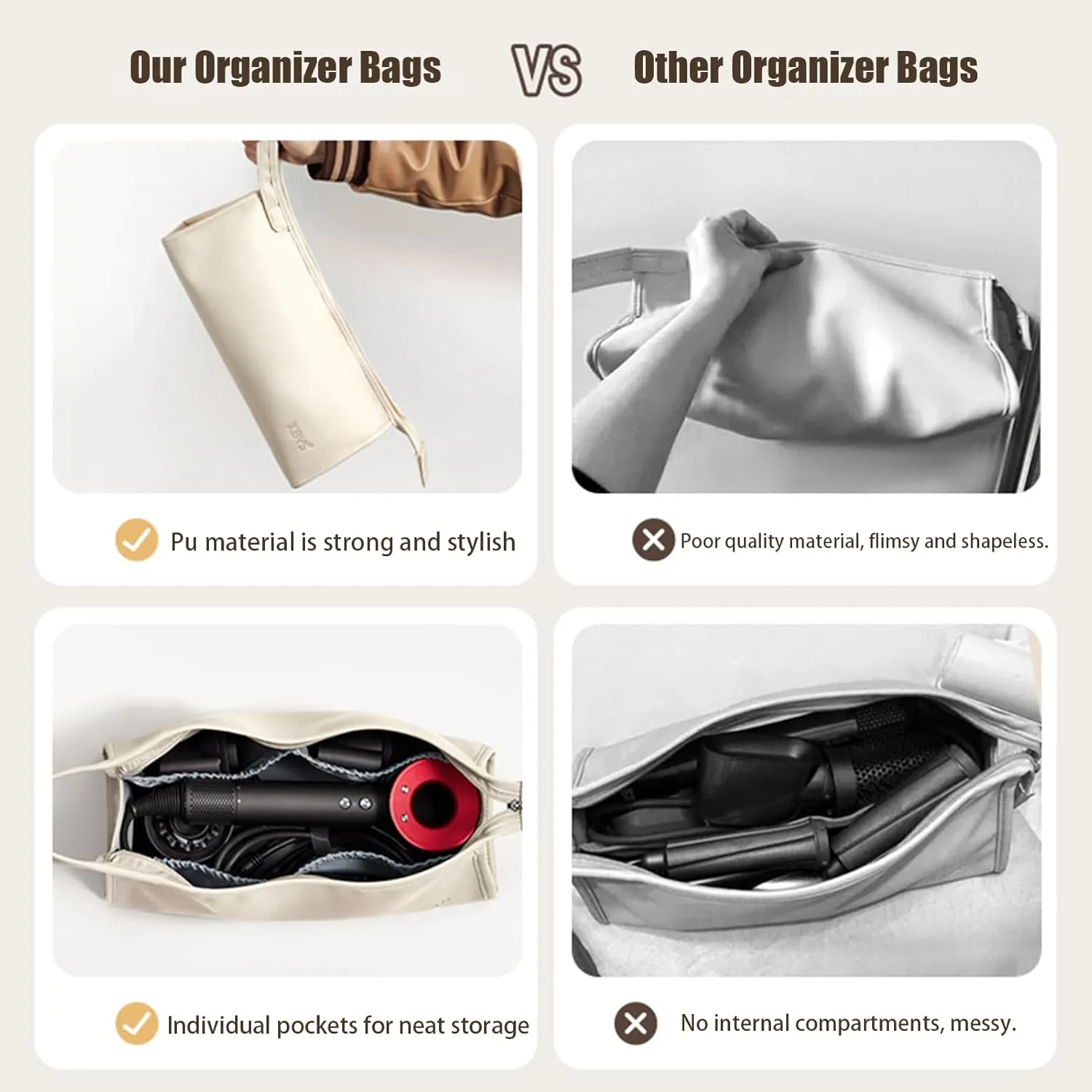 Veki PU Leather Travel Case for Airwrap Styler, Portable Travel Storage Bag for Shark Flexstyle Air Styling & Drying System, Waterproof Carrying Case Organizer Airwrap Styler and Attachments