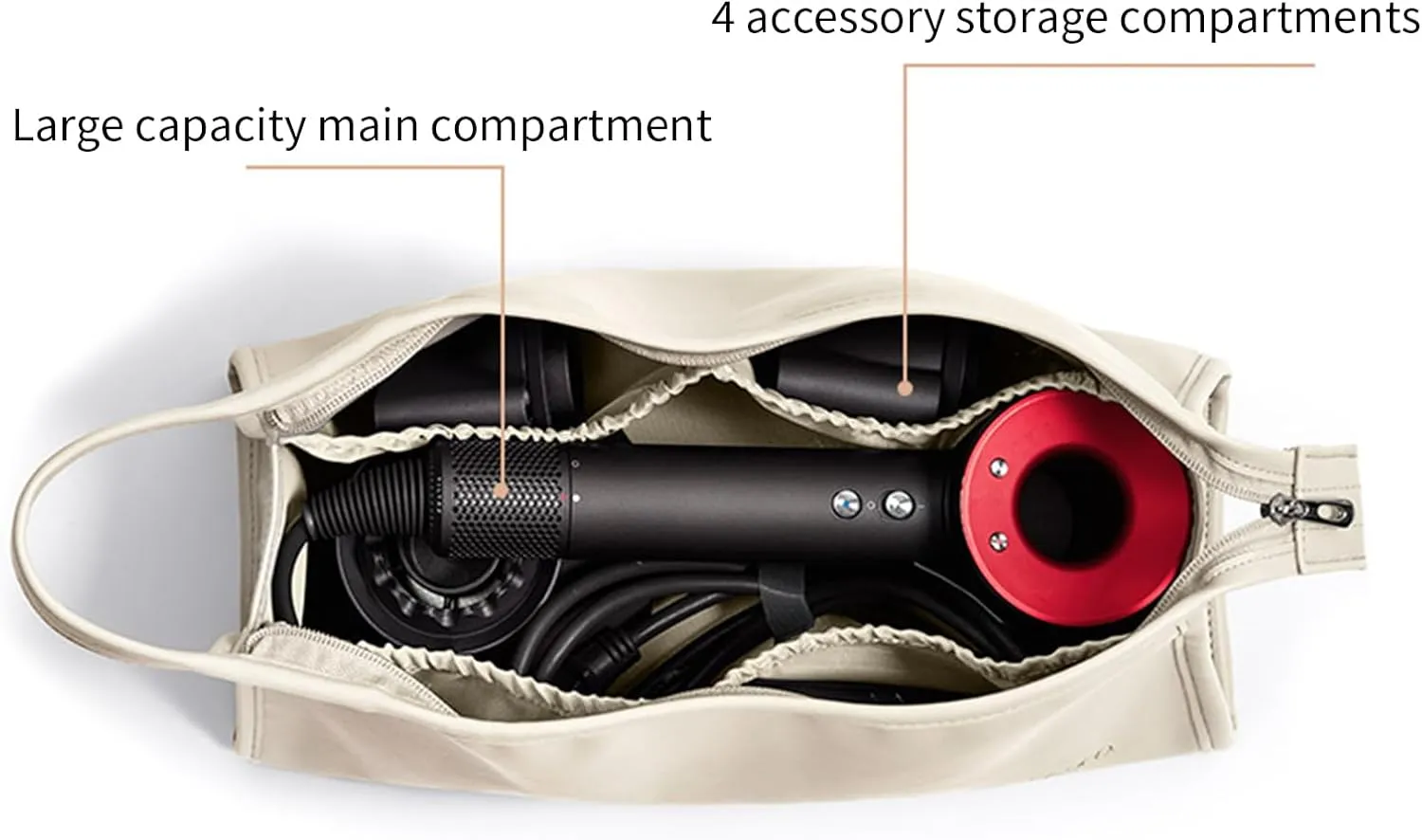 Veki PU Leather Travel Case for Airwrap Styler, Portable Travel Storage Bag for Shark Flexstyle Air Styling & Drying System, Waterproof Carrying Case Organizer Airwrap Styler and Attachments