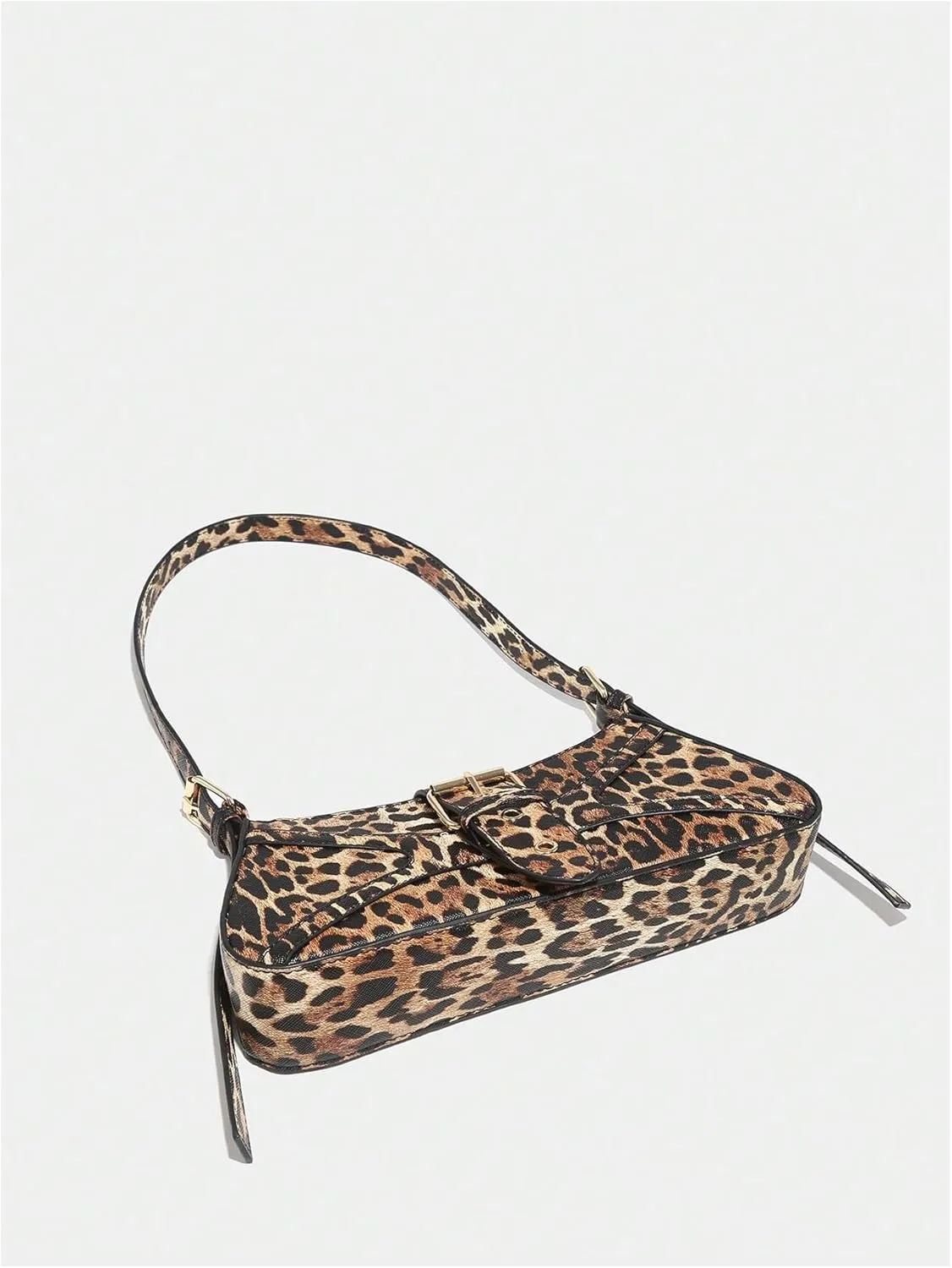 Verdusa Women's Leopard Print PU Leather Shoulder Bag Vintage Zipper Underarm Bags