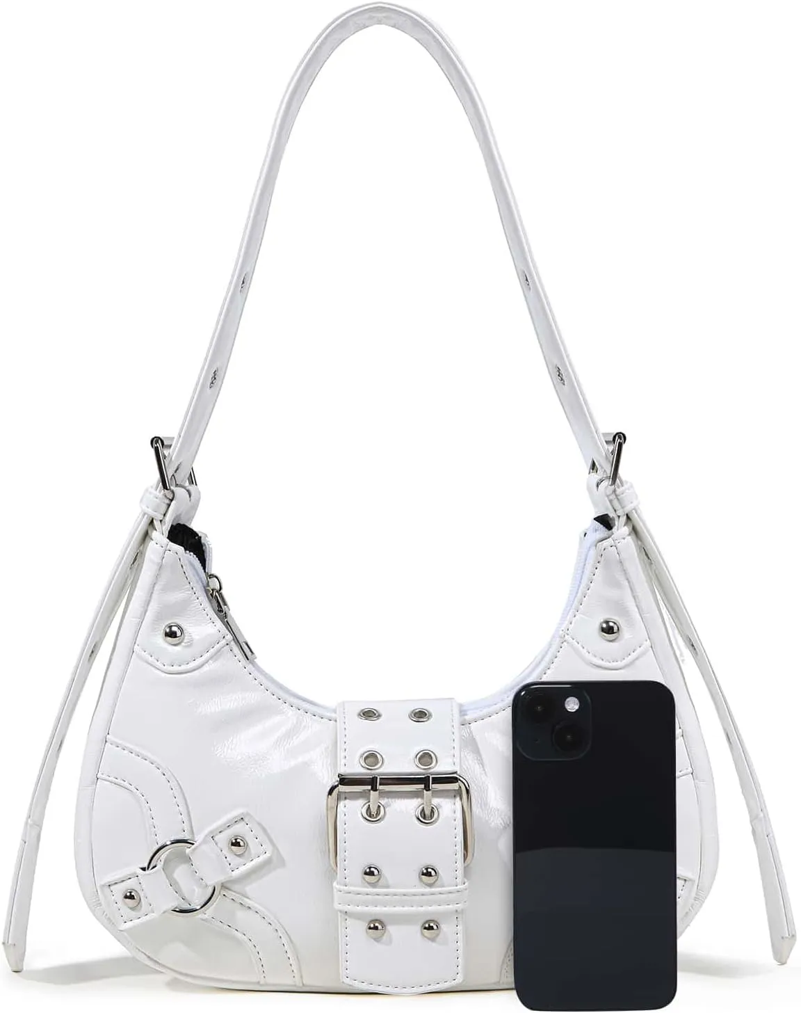 Verdusa Women's Studded PU Leather Clutch Shoulder Tote Handbag Adjustable Strap Boho Bags