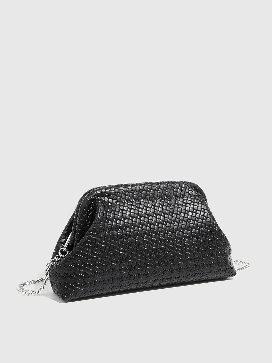 Verdusa Women's Vintage Braided Bag Metal Chain Leather Underarm Shoulder Handbags