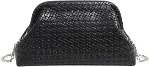 Verdusa Women's Vintage Braided Bag Metal Chain Leather Underarm Shoulder Handbags