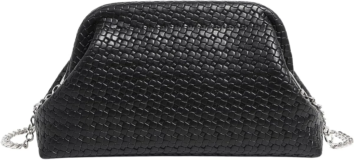 Verdusa Women's Vintage Braided Bag Metal Chain Leather Underarm Shoulder Handbags