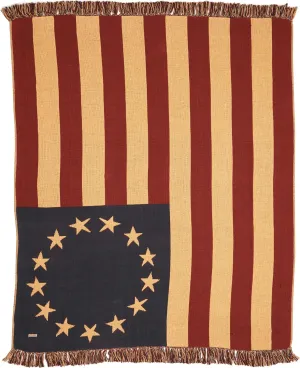 VHC Brands Seasonal Pillows & Throws-Old Glory Woven Throw, 50" x 60", Americana Red
