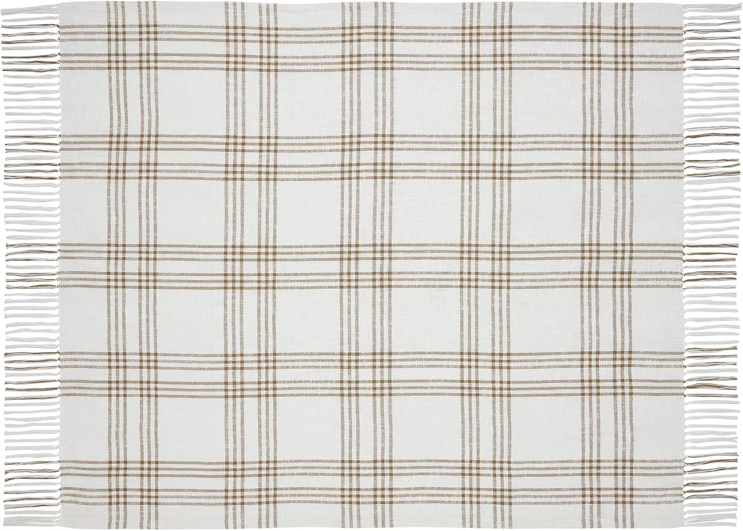 VHC Brands Woven Plaid Modern Farmhouse Throw Blanket, Wheat, 60x50