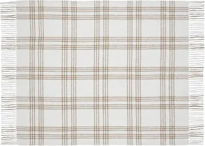 VHC Brands Woven Plaid Modern Farmhouse Throw Blanket, Wheat, 60x50