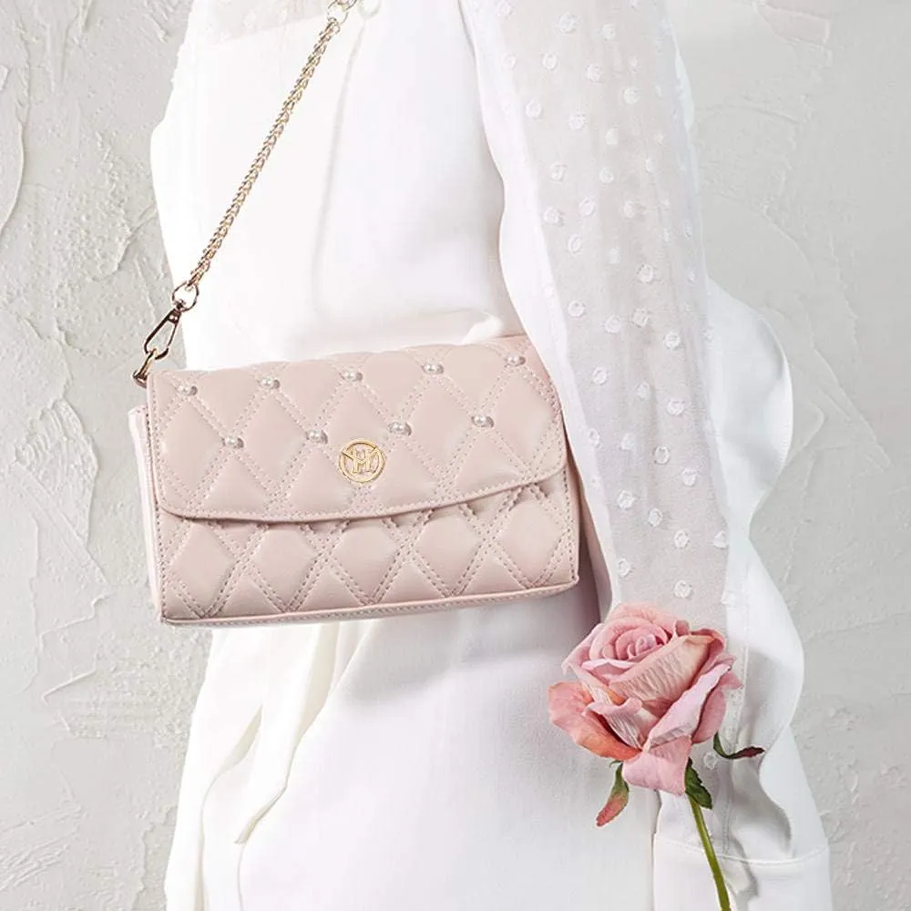 VICTORIA HYDE Quilted Purse Clutch Handbag for Women Leather Crossbody Bag Travel Pearl Envelope Bag