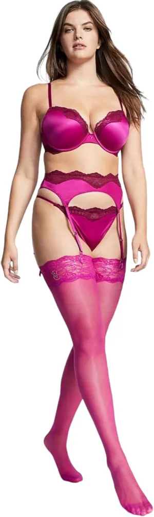 Victoria's Secret Very Sexy Lace Top Thigh High Stockings Hosiery (as1, alpha, s, regular, regular, Hot Pink)