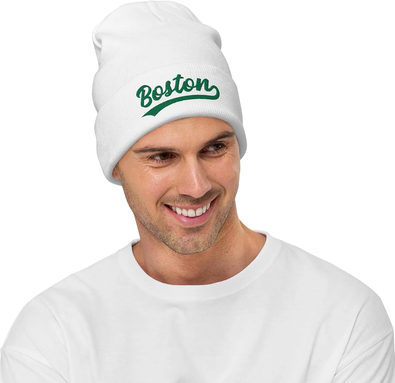 Vintage Boston Sports Script Retro Winter Beanie Hat Cap