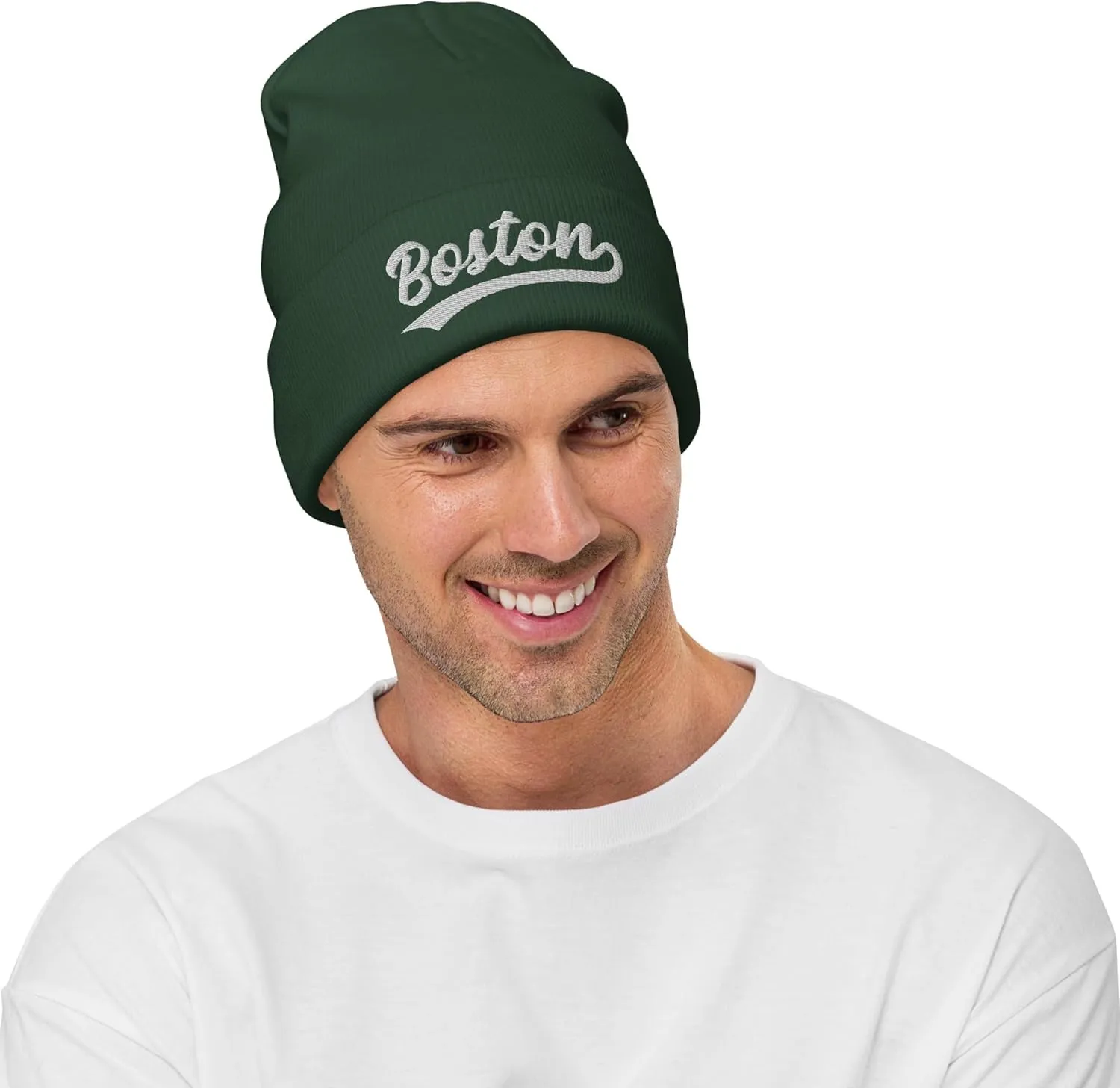 Vintage Boston Sports Script Retro Winter Beanie Hat Cap