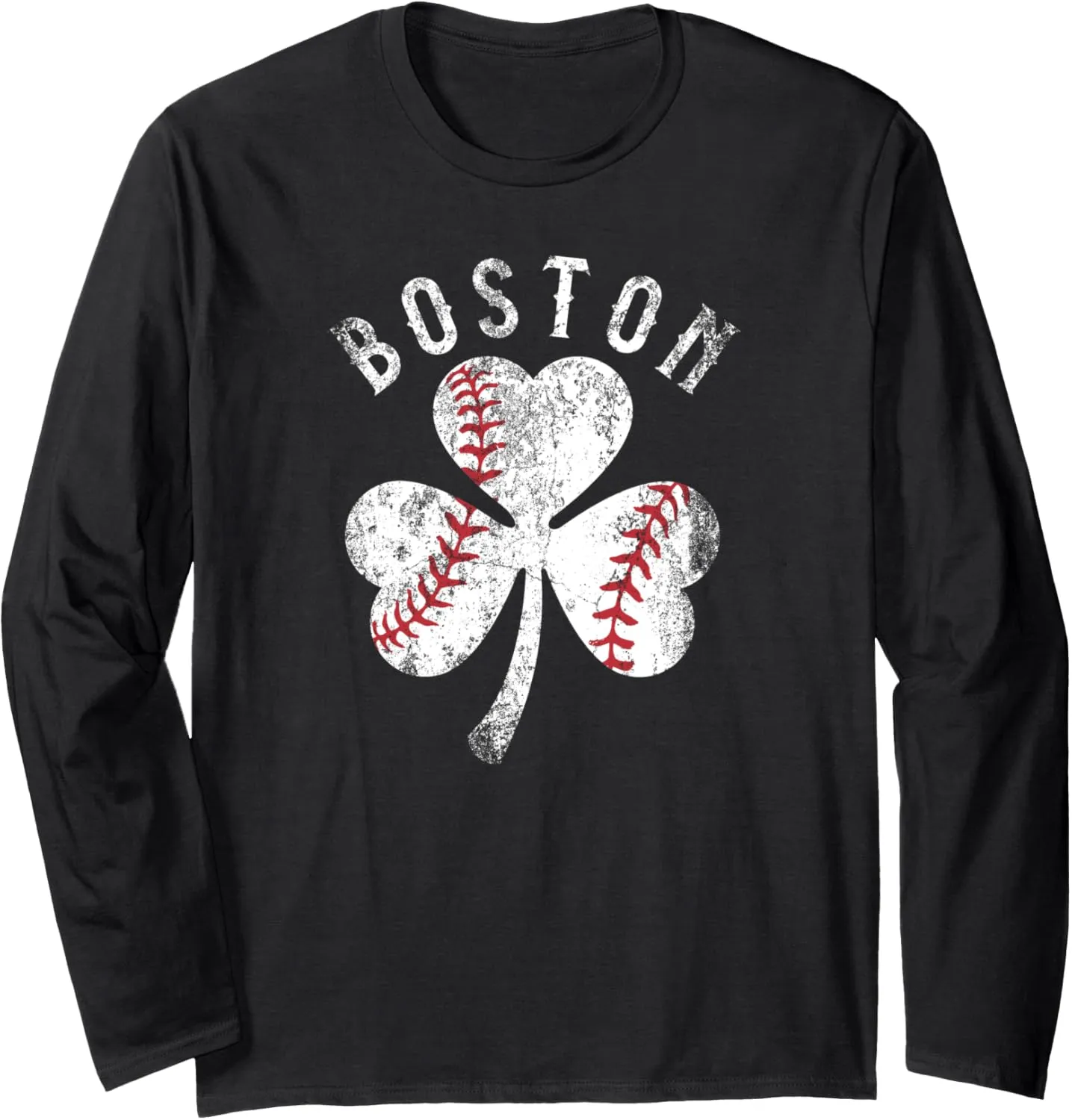Vintage Boston St Patrick's Day Irish Shamrock Long Sleeve T-Shirt