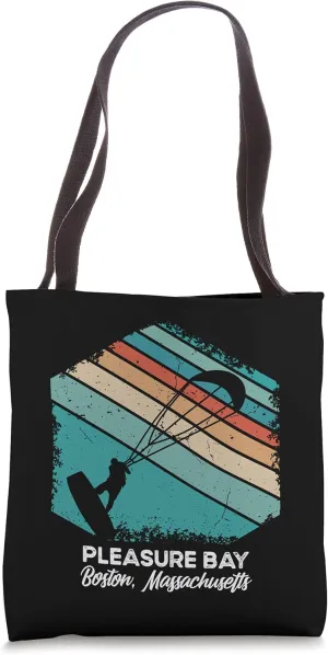 Vintage Retro Kitesurf PLEASURE BAY Kite Surfing Tote Bag