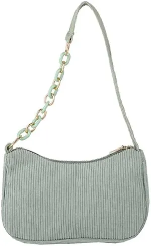 Vintage Women Handbags Corduroy Underarm Bag Casual Women Shoulder Bags Solid Color Zipper Female Handbag Clutch