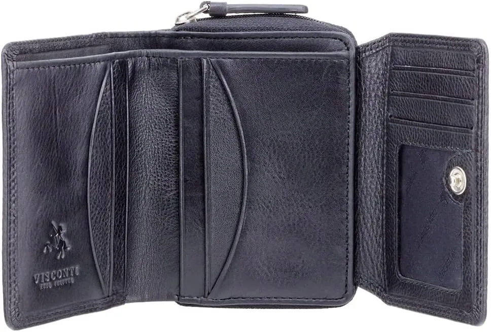 Visconti Heritage -30 Soft Quality Leather Trifold Wallet (Black)