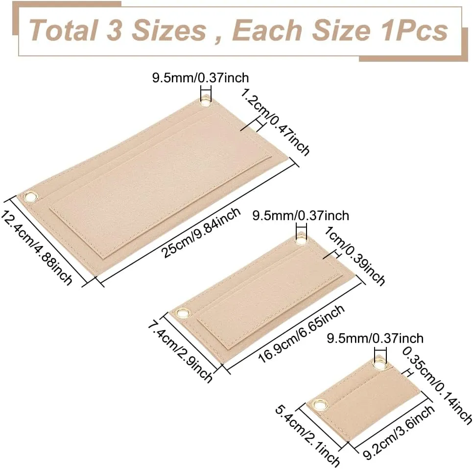 WADORN 3 Sizes Felt Organizer Insert for Women Pochette, Mini Wallet Insert Organizer Clutch Envelope Bag Conversion Bag in Bag Multi-Pocket Insert Liner for YSL UPTOWN Pochette, Camel