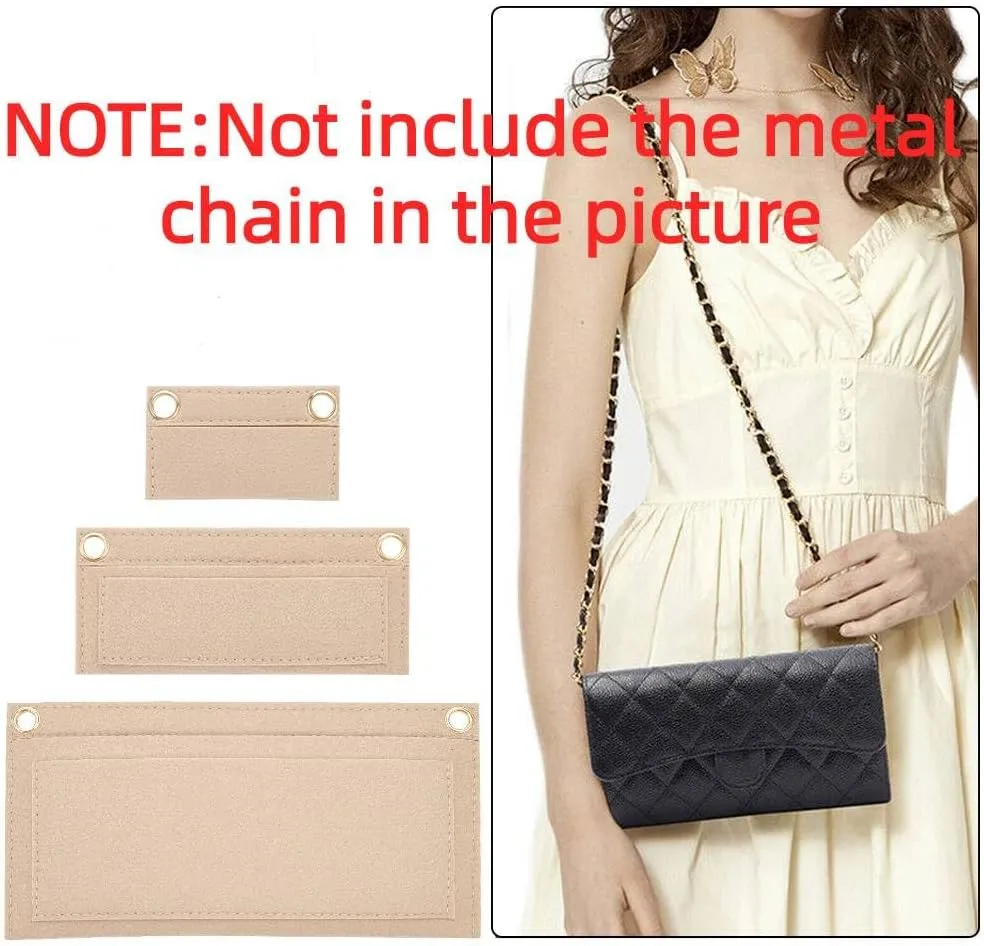 WADORN 3 Sizes Felt Organizer Insert for Women Pochette, Mini Wallet Insert Organizer Clutch Envelope Bag Conversion Bag in Bag Multi-Pocket Insert Liner for YSL UPTOWN Pochette, Camel