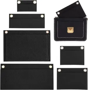 WADORN 6 Sizes Purse Conversion Organizer Insert, Felt Handbag Organizer Inner Pocket Wallet Clutch Bag Conversion Kit with Eyelet Pochette Bag in Bag Accessory, Black