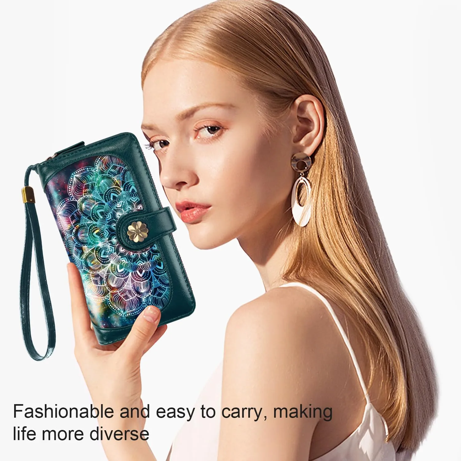 Wallets for Women Multi Card Holder Wallet Clutch Wallet Card Holder Organizer Ladies Purse with Wrist strap Purse