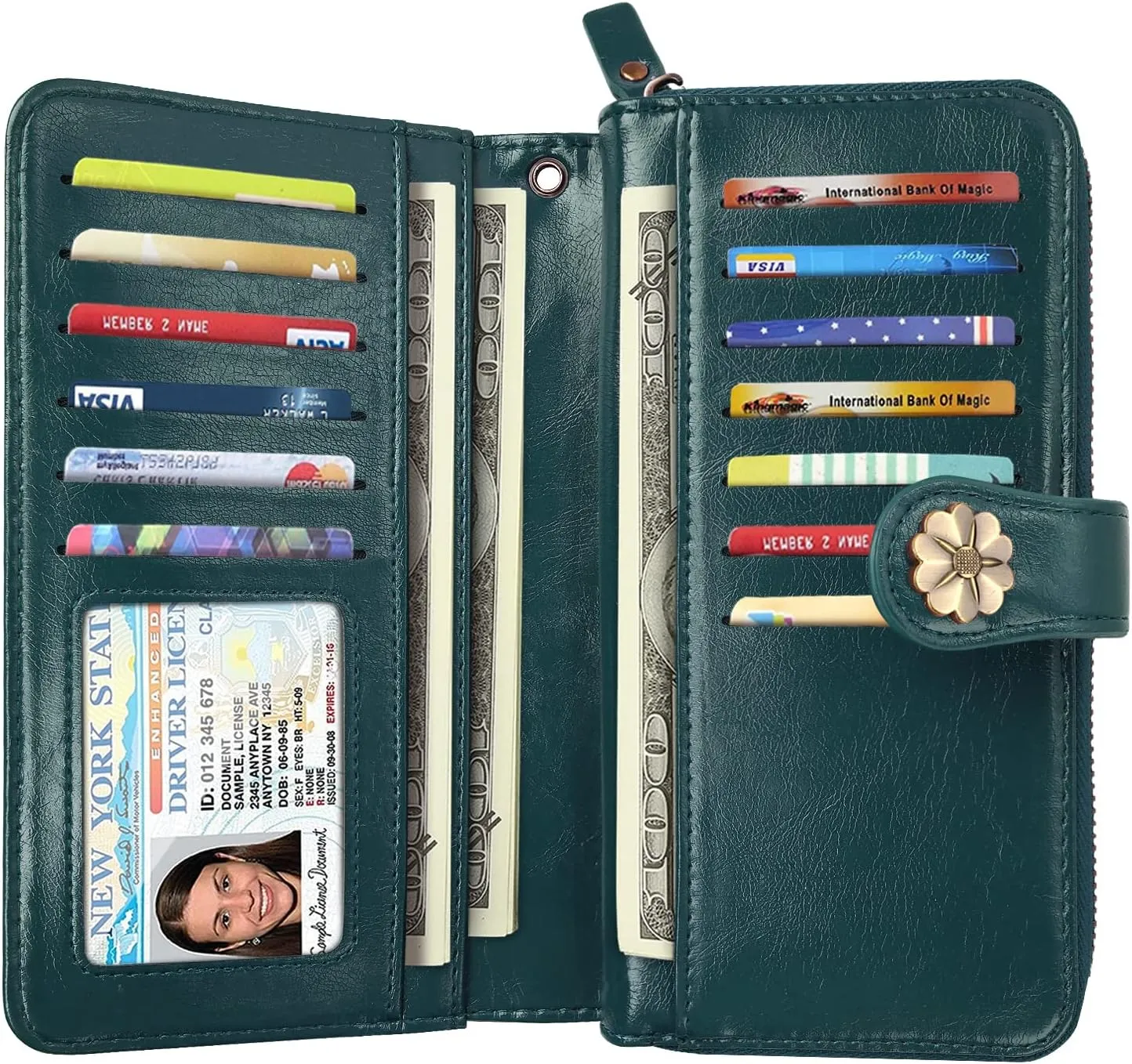 Wallets for Women Multi Card Holder Wallet Clutch Wallet Card Holder Organizer Ladies Purse with Wrist strap Purse