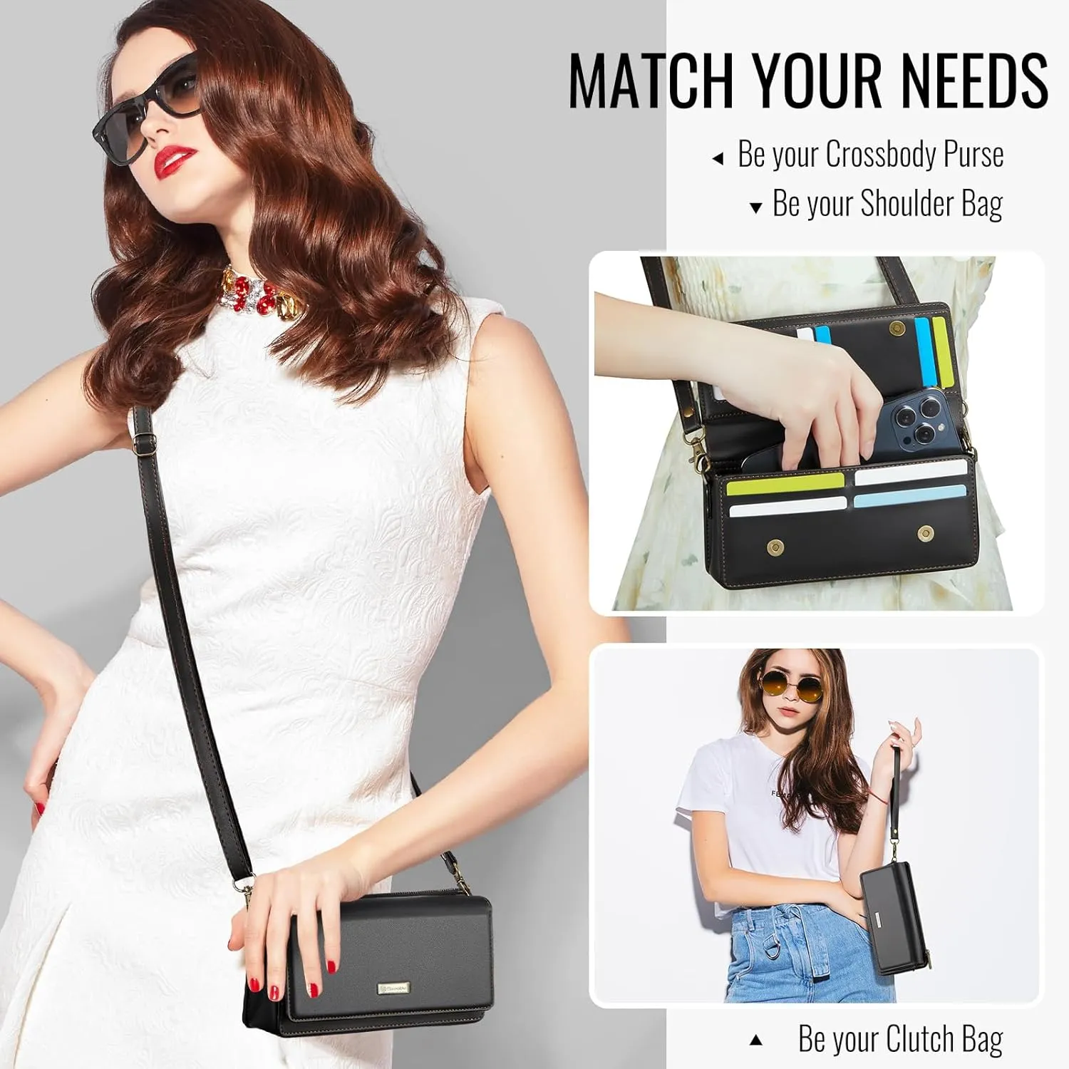 WANDER PLUS® Crossbody Wallet Cellphone Crossbody Purse RFID Crossbody Bags Wristlet Wallet Small Crossbody Bags for Women