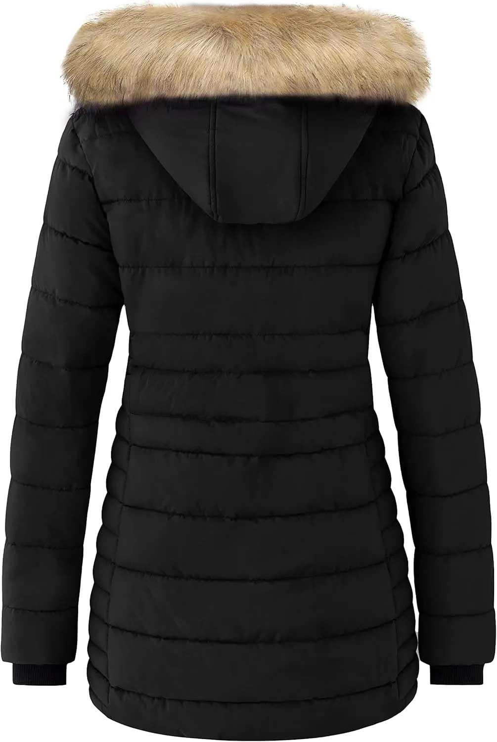 wantdo Women's Warm Winter Coat Heavy Puffer Jacket Parka with Fur Trimmed Hood
