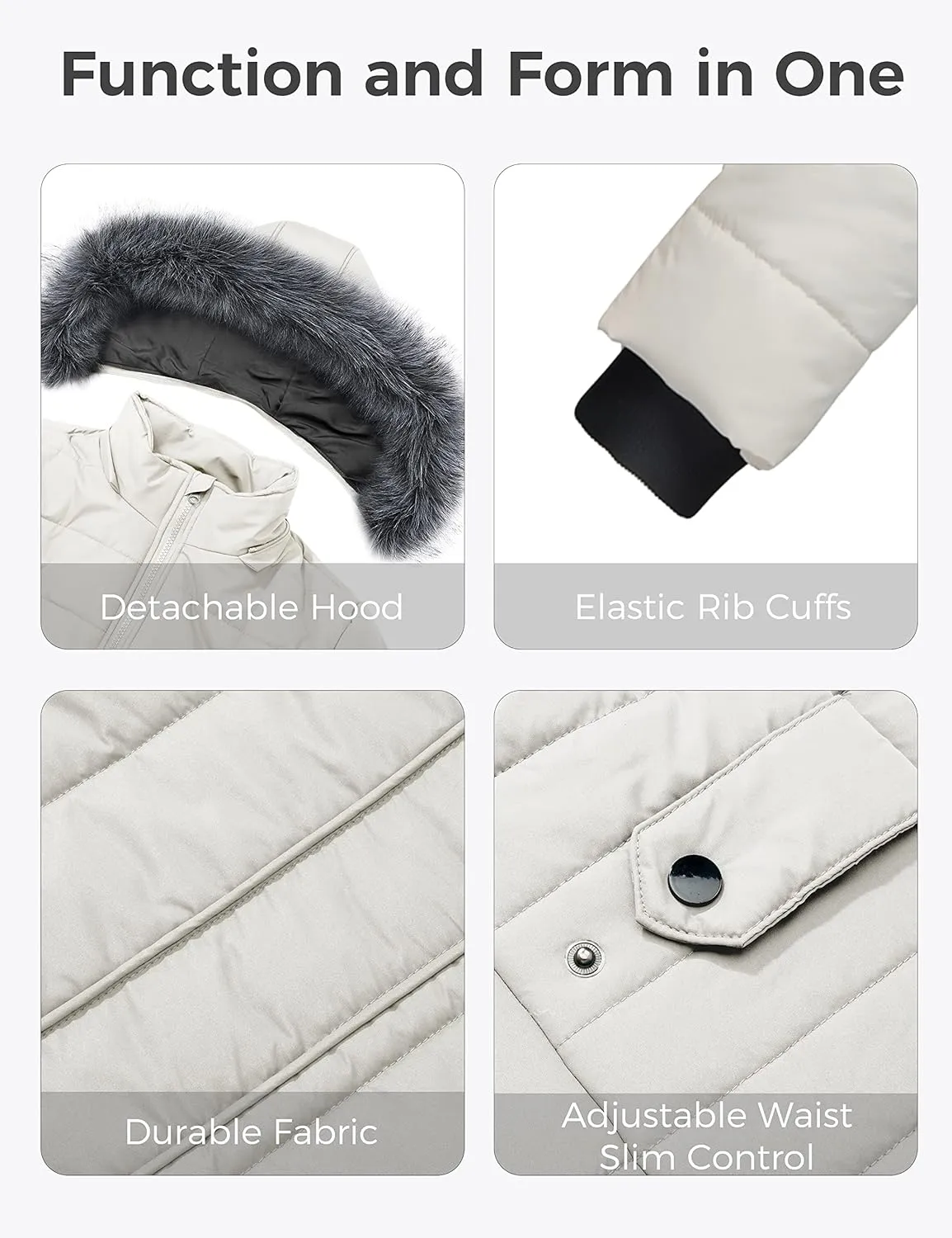 wantdo Women's Warm Winter Coat Heavy Puffer Jacket Parka with Fur Trimmed Hood
