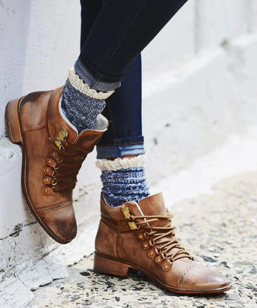 WARRIOR ALPACA SOCKS - Ladies Alpaca Wool, Lace Trimmed Ankle Socks