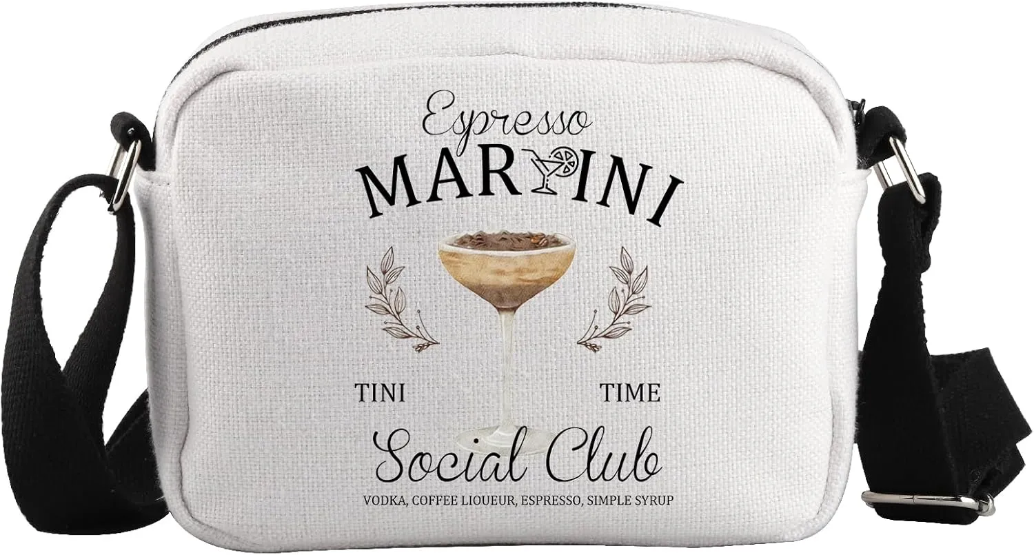 WCGXKO Espresso Martini Bachelor Bachelorette Birthday Party Favor Zipper Crossbody Bag