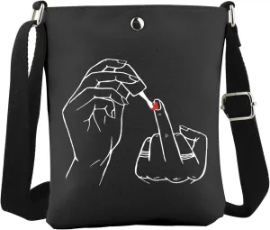 WCGXKO Middle Fingernail Polish Crossbody Bag Empower Women Gift Feminist Gift Sarcastic Gift