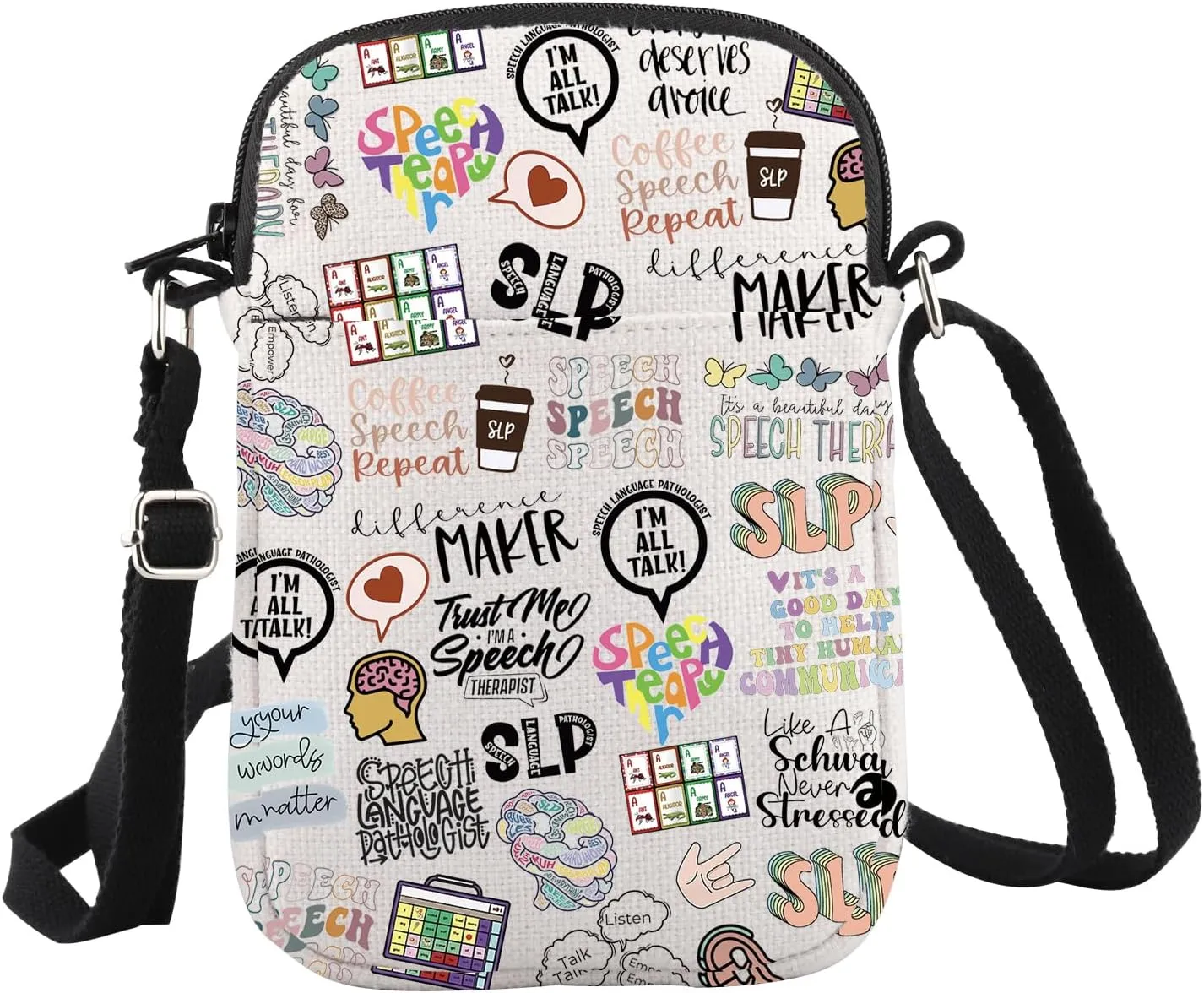 WCGXKO Speech Language Pathologist Crossbody Bag SLP Gift SLP Therapy Quote Inspired Gift