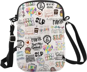 WCGXKO Speech Language Pathologist Crossbody Bag SLP Gift SLP Therapy Quote Inspired Gift