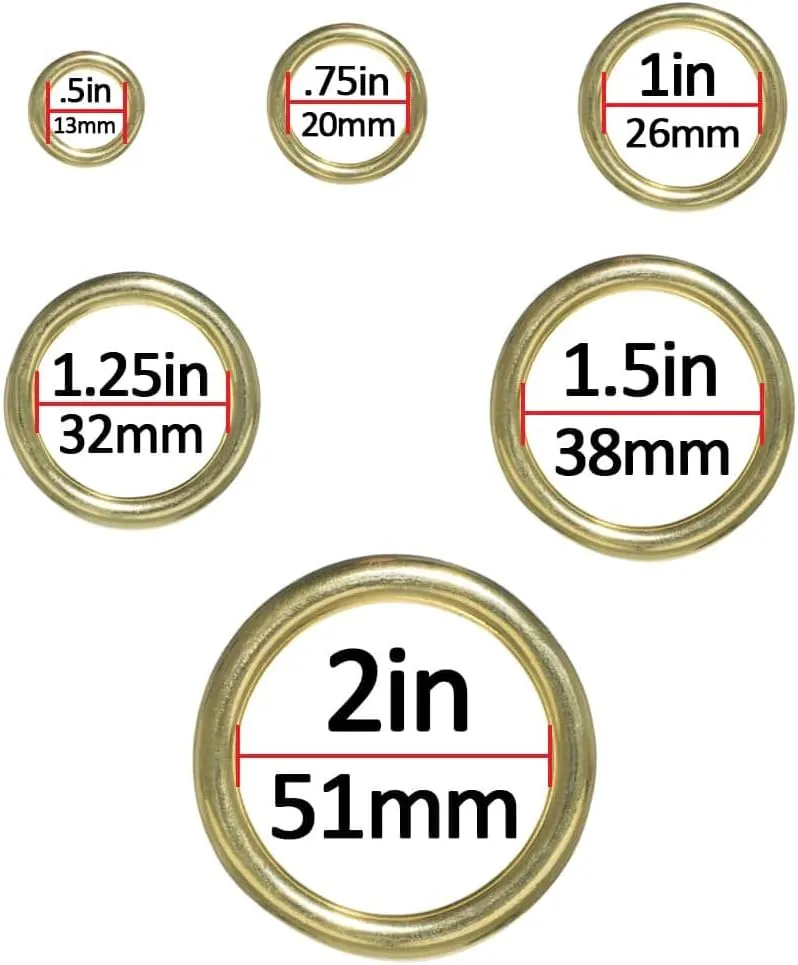 West Coast Paracord Brass O-Rings - 10 Pack - Leathercraft, DIY, Jewelry, Handbag, Strapping, Webbing