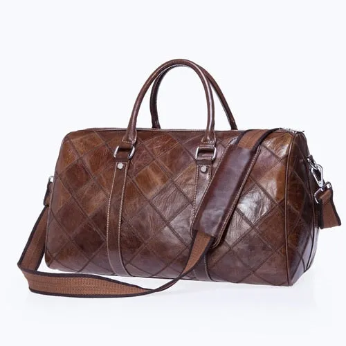 WESTAL Men's Luggage Travel Bags Genuine Leather Duffle Bag Suitcase and Travel Tote Carry on Luggage Bags Big/Weekend Bags 8883