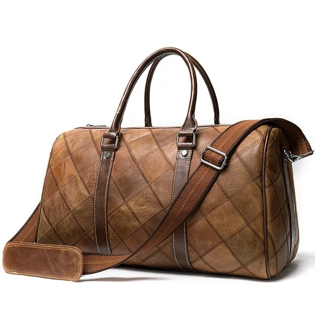 WESTAL Men's Luggage Travel Bags Genuine Leather Duffle Bag Suitcase and Travel Tote Carry on Luggage Bags Big/Weekend Bags 8883