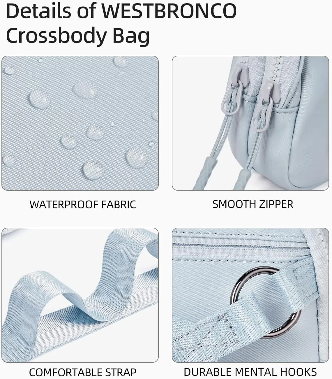 WESTBRONCO Small Crossbody Bags for Women Nylon with Adjustable Strap, Mini Crossbody Purse, Shoulder Bag Traveling Workout