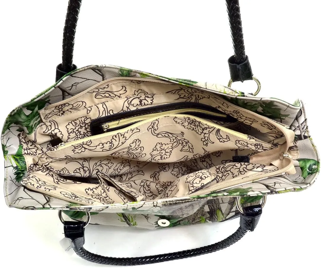 Western Rhinestone Buckle Accent Purse Handbag Matching Wallet
