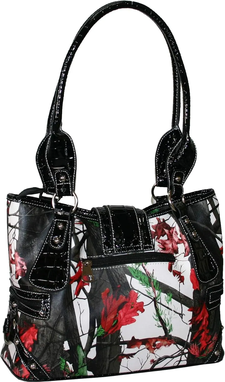 Western Rhinestone Buckle Accent Purse Handbag Matching Wallet