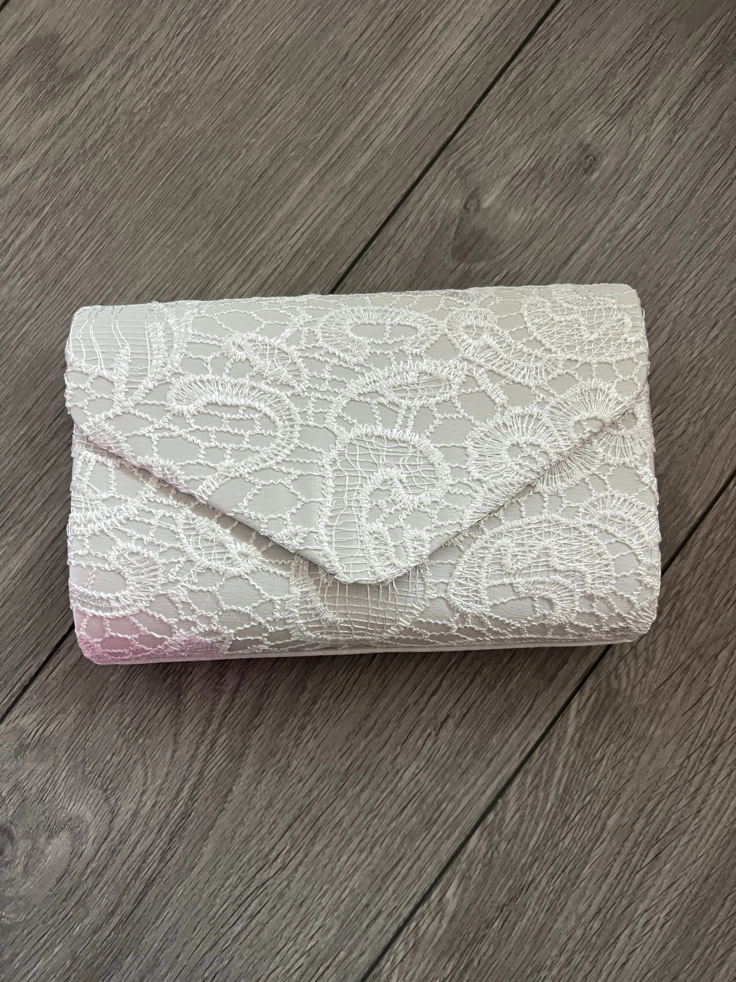 White Lace Envelope Clutch Bag