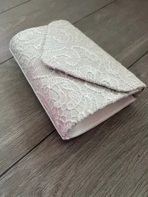 White Lace Envelope Clutch Bag