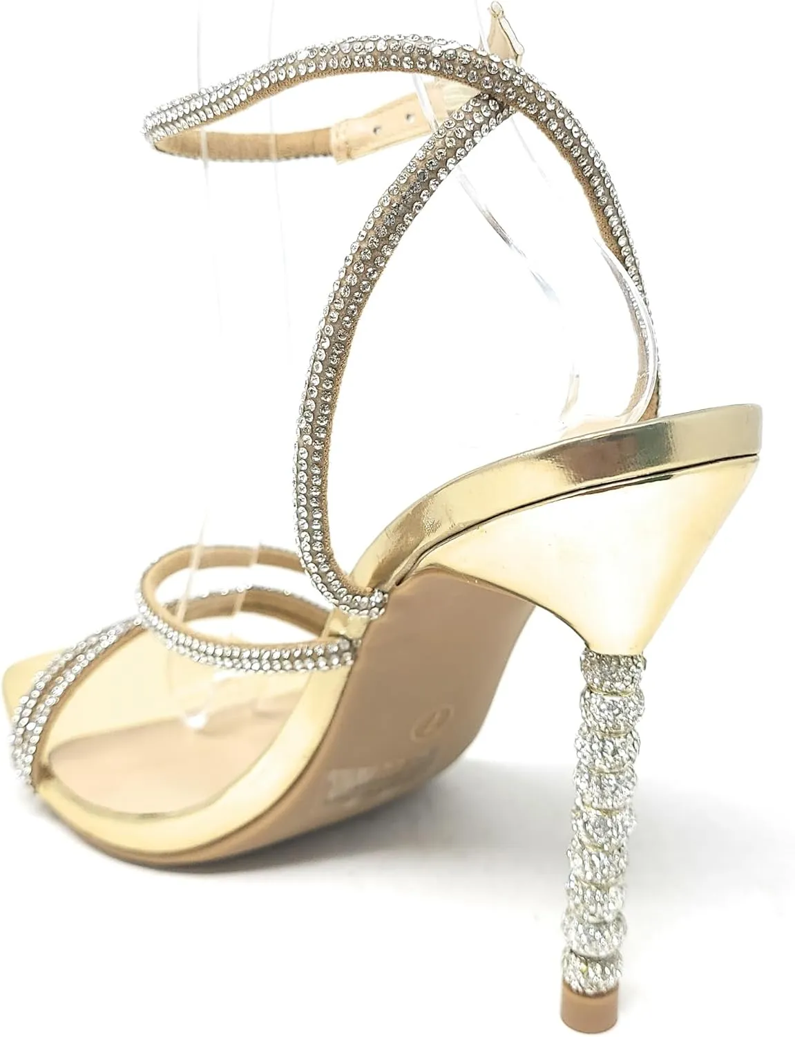 Wild Diva Women's Square Toe Rhinestone Embellished Straps Formal Stiletto High Heels Flair-06