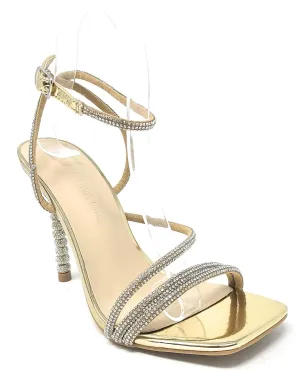 Wild Diva Women's Square Toe Rhinestone Embellished Straps Formal Stiletto High Heels Flair-06
