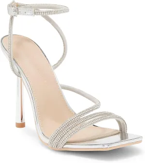 Wild Diva Women's Square Toe Rhinestone Embellished Straps Formal Stiletto High Heels Narala-02