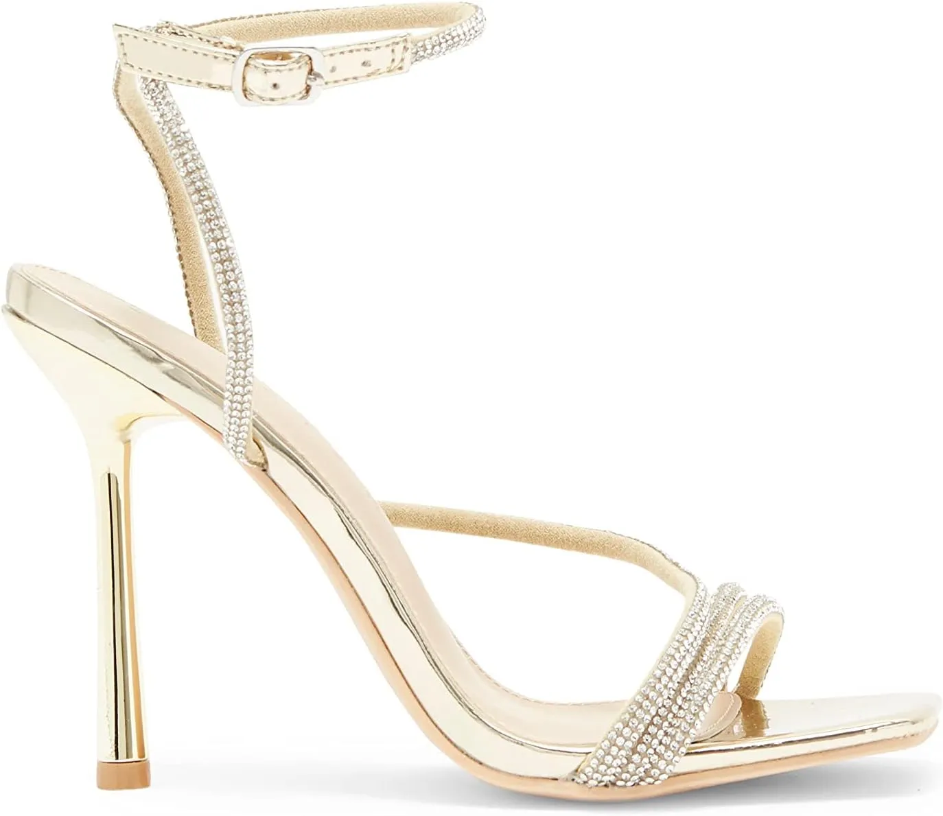 Wild Diva Women's Square Toe Rhinestone Embellished Straps Formal Stiletto High Heels Narala-02