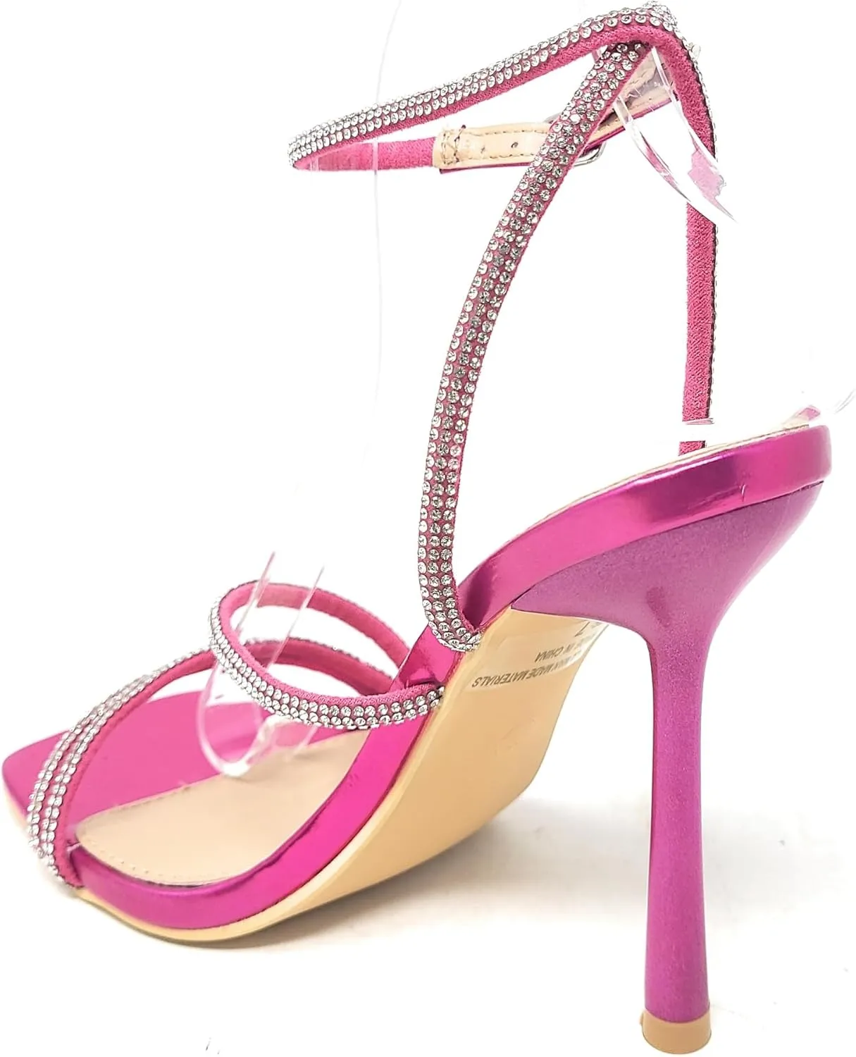 Wild Diva Women's Square Toe Rhinestone Embellished Straps Formal Stiletto High Heels Narala-02