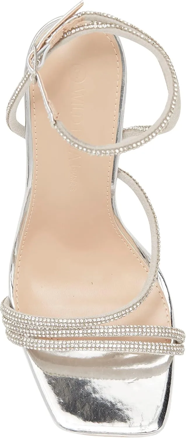 Wild Diva Women's Square Toe Rhinestone Embellished Straps Formal Stiletto High Heels Narala-02