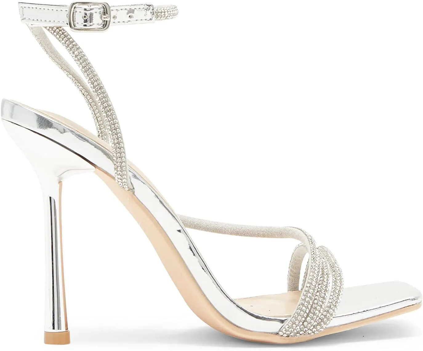 Wild Diva Women's Square Toe Rhinestone Embellished Straps Formal Stiletto High Heels Narala-02